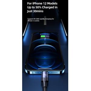 USAMS καλώδιο Lightning σε USB-C US-SJ522, 20W PD, 2m, μαύρο | Καλώδια - Αντάπτορες | elabstore.gr