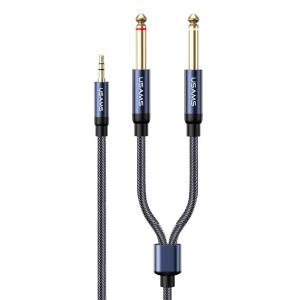 USAMS καλώδιο ήχου 3.5mm σε 2x 6.35mm US-SJ540, 2m, μαύρο | Καλώδια - Αντάπτορες | elabstore.gr