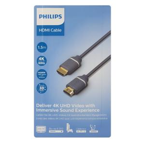 PHILIPS καλώδιο HDMI 2.0 SWV5610G, 4K 3D, copper, γκρι, 1.5m | Καλώδια - Αντάπτορες | elabstore.gr