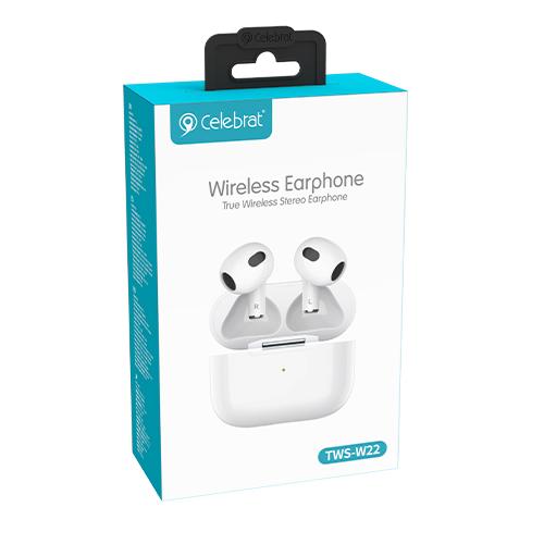 CELEBRAT earphones με θήκη φόρτισης TWS-W22, True Wireless, λευκά | eLabstore.gr CELEBRAT earphones με θήκη φόρτισης TWS-W22, True Wireless, λευκά | Αξεσουάρ κινητών | elabstore.gr