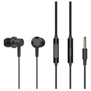 YISON earphones με μικρόφωνο X2, 3.5mm, 1.36m, μαύρα | Αξεσουάρ κινητών | elabstore.gr