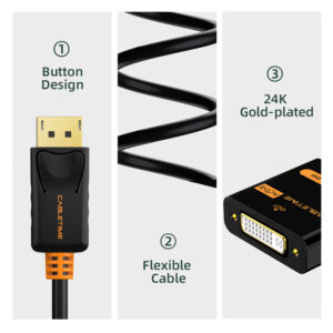 CABLETIME αντάπτορας DisplayPort σε DVI AV586, 1080p, 0.2m, μαύρο | Καλώδια - Αντάπτορες | elabstore.gr