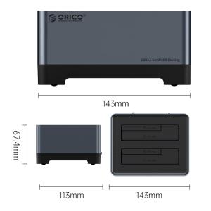 ORICO docking station 5828C3-C, clone function, 2x HDD/SSD, 10Gb/s, RGB | Συνοδευτικά PC | elabstore.gr