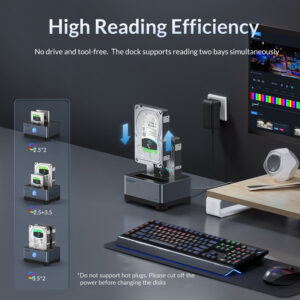 ORICO docking station 5828C3-C, clone function, 2x HDD/SSD, 10Gb/s, RGB | eLabstore.gr