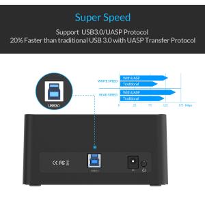 ORICO docking station 6619US3-V1, 2.5/3.5" HDD/SSD, 5Gbps, UASP, μαύρο | Συνοδευτικά PC | elabstore.gr