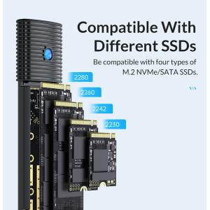 ORICO θήκη για Μ.2 & M.2 NVMe SSD PWM2-G2-BK-EP, 10Gbps, έως 4TB, μαύρη | eLabstore.gr