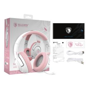 SADES gaming headset Whisper, wireless & wired, multiplatform, BT, ροζ | Συνοδευτικά PC | elabstore.gr