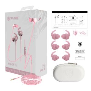 SADES gaming earphones Wings 20, 12mm, 3.5mm, 1.2m, ροζ | eLabstore.gr
