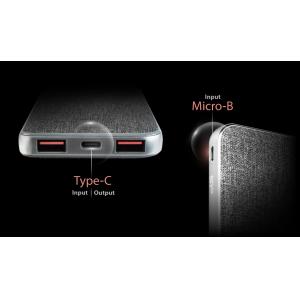 SILICON POWER power bank QP77, 10000mAh, 2x USB & USB-C, 18W, γκρι | Αξεσουάρ κινητών | elabstore.gr