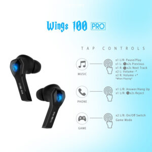 SADES gaming earphones Wings 100 Pro, θήκη φόρτισης True Wireless, μαύρα | Αξεσουάρ κινητών | elabstore.gr