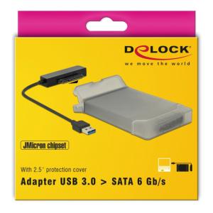 DELOCK αντάπτορας USB σε SATA 62742 με θήκη για 2.5" HDD/SSD, 6Gbps | Συνοδευτικά PC | elabstore.gr