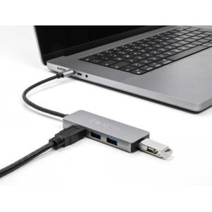 DELOCK USB-C hub 63173, 4x USB 3.2 Gen 1 θύρες, 5Gbps, γκρι | Συνοδευτικά PC | elabstore.gr