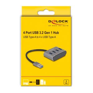 DELOCK USB hub 63190, 4x USB 3.2 Gen 1 θύρες, 5Gbps, γκρι | Συνοδευτικά PC | elabstore.gr