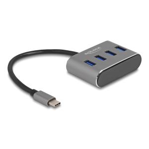 DELOCK USB-C hub 63223, 4x USB 3.2 Gen 1 θύρες, 5Gbps, γκρι | Συνοδευτικά PC | elabstore.gr