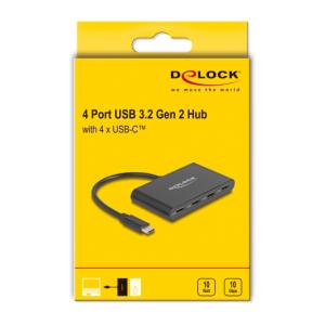 DELOCK USB-C hub 64129, 4x USB-C θύρες, 10 Gbps, 10 watt, γκρι | Συνοδευτικά PC | elabstore.gr