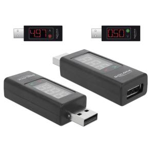 DELOCK αντάπτορας USB 65569 με οθόνη ένδειξης V/A, έως 5V/4A, μαύρος | Καλώδια - Αντάπτορες | elabstore.gr