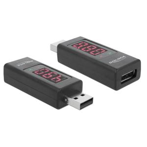 DELOCK αντάπτορας USB 65569 με οθόνη ένδειξης V/A, έως 5V/4A, μαύρος | Καλώδια - Αντάπτορες | elabstore.gr