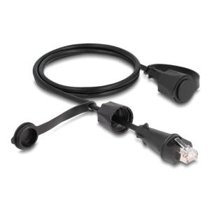 DELOCK καλώδιο RJ45 STP Cat.6 80166 με καπάκι, 26AWG, IP68, 1m, μαύρο | Καλώδια - Αντάπτορες | elabstore.gr