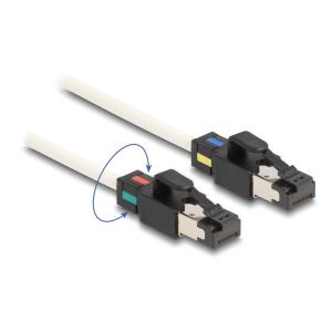 DELOCK καλώδιο S/FTP Cat.6A 80170 περιστρεφόμενα clips, 30AWG, 2m, λευκό | Καλώδια - Αντάπτορες | elabstore.gr