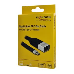 DELOCK καλώδιο USB-C σε RJ45 86936, 10/100/1000Mbps, 15cm, μαύρο | Δικτυακά | elabstore.gr