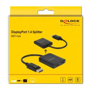 DELOCK splitter DisplayPort σε 2x DisplayPort 87768, Dual Mode, MST, 4K | Καλώδια - Αντάπτορες | elabstore.gr