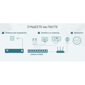 TP-LINK desktop switch LiteWave LS1008G, 8-port 10/100/1000Mbps, Ver 3.0 | Δικτυακά | elabstore.gr