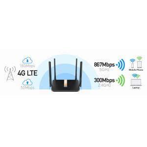 CUDY router LT500D, 4G LTE, AC1200 Dual Band, 4x Ethernet ports, V2.0 | Δικτυακά | elabstore.gr