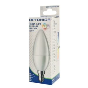OPTONICA LED λάμπα candle C37 1426, 5,5W, 4500K, E14, 450lm | Φωτισμός | elabstore.gr