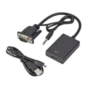 POWERTECH αντάπτορας HDMI σε VGA & 3.5mm PTH-078, μαύρος | Καλώδια - Αντάπτορες | elabstore.gr