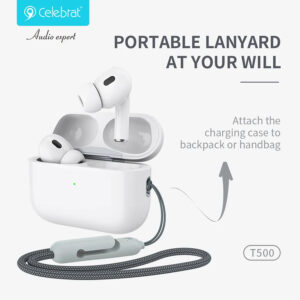 CELEBRAT earphones με θήκη φόρτισης T500, True Wireless, μαύρα | Αξεσουάρ κινητών | elabstore.gr
