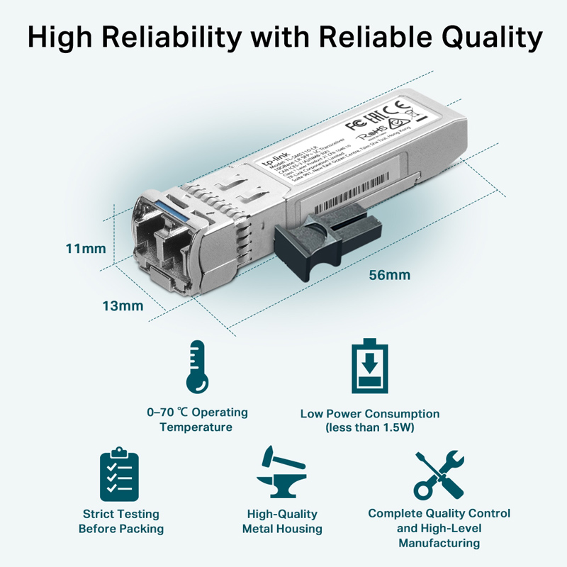 TP-LINK 10GBase-LR SFP+ LC Transceiver TL-SM5110-LR, έως 10km, Ver. 1.0 | eLabstore.gr TP-LINK 10GBase-LR SFP+ LC Transceiver TL-SM5110-LR, έως 10km, Ver. 1.0 | Δικτυακά | elabstore.gr