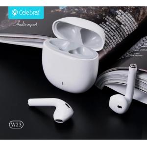 CELEBRAT earphones με θήκη φόρτισης TWS-W23, True Wireless, λευκά | Αξεσουάρ κινητών | elabstore.gr