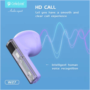 CELEBRAT earphones με θήκη φόρτισης TWS-W27, True Wireless, μαύρα | Αξεσουάρ κινητών | elabstore.gr