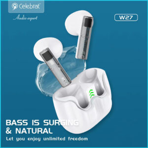 CELEBRAT earphones με θήκη φόρτισης TWS-W27, True Wireless, μαύρα | eLabstore.gr