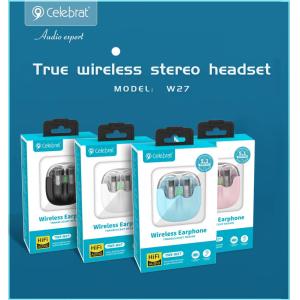 CELEBRAT earphones με θήκη φόρτισης TWS-W27, True Wireless, λευκά | Αξεσουάρ κινητών | elabstore.gr