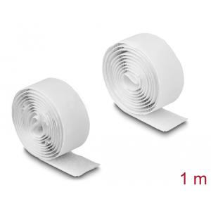 DELOCK αυτοκόλλητη ταινία τύπου Velcro 19061, 1mx20mm, λευκή | Εργαλεία | elabstore.gr