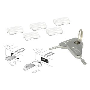 DELOCK blocker θυρών USB 20648 με εργαλείο κλειδώματος, 5τμχ | Καλώδια - Αντάπτορες | elabstore.gr