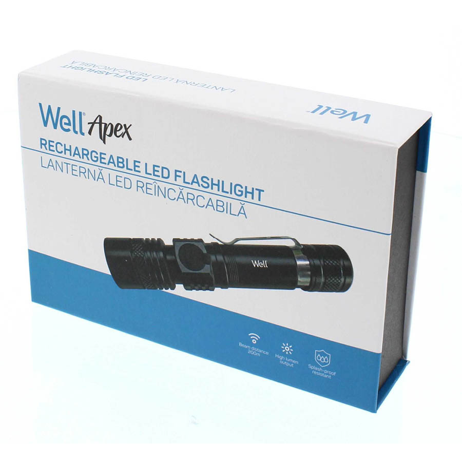 Well Επαναφορτιζόμενος Φακός LED 5W 350LM μαύρος Focus TORCH-APEX-WL | eLabstore.gr Well Επαναφορτιζόμενος Φακός LED 5W 350LM μαύρος Focus TORCH-APEX-WL | Φωτισμός | elabstore.gr
