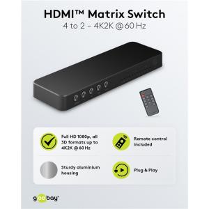 GOOBAY HDMI matrix switch 58479, 4-in σε 2-out, 4K/60Hz, μαύρο | eLabstore.gr GOOBAY HDMI matrix switch 58479, 4-in σε 2-out, 4K/60Hz, μαύρο | Καλώδια - Αντάπτορες | elabstore.gr