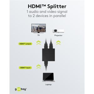 GOOBAY HDMI splitter 58480, 1-in σε 2-out, 4K/30Hz, μαύρο | Καλώδια - Αντάπτορες | elabstore.gr
