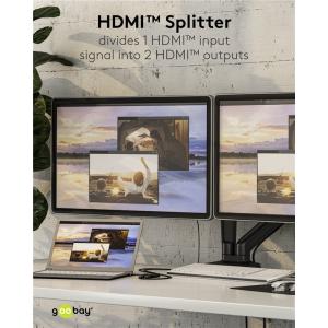 GOOBAY HDMI splitter 58480, 1-in σε 2-out, 4K/30Hz, μαύρο | Καλώδια - Αντάπτορες | elabstore.gr