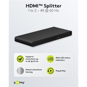 GOOBAY HDMI splitter 58481, 1-in σε 2-out, 4K/60Hz, μαύρο | eLabstore.gr GOOBAY HDMI splitter 58481, 1-in σε 2-out, 4K/60Hz, μαύρο | Καλώδια - Αντάπτορες | elabstore.gr