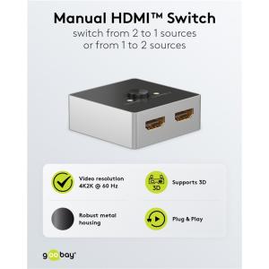 GOOBAY HDMI switch 58486, 2-in σε 1-out, 4K/60Hz, μαύρο | eLabstore.gr GOOBAY HDMI switch 58486, 2-in σε 1-out, 4K/60Hz, μαύρο | Καλώδια - Αντάπτορες | elabstore.gr