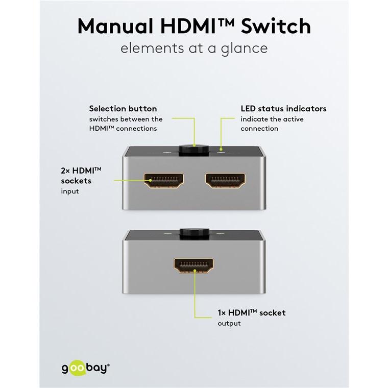 GOOBAY HDMI switch 58486, 2-in σε 1-out, 4K/60Hz, μαύρο | eLabstore.gr GOOBAY HDMI switch 58486, 2-in σε 1-out, 4K/60Hz, μαύρο | Καλώδια - Αντάπτορες | elabstore.gr