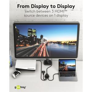 GOOBAY HDMI switch 58488, 3-in σε 1-out, 4K/60Hz, μαύρο | Καλώδια - Αντάπτορες | elabstore.gr