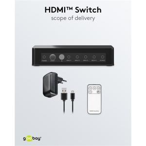 GOOBAY HDMI switch 58489, 4-in σε 1-out, 4K/60Hz, μαύρο | Καλώδια - Αντάπτορες | elabstore.gr