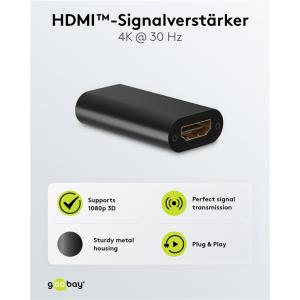 GOOBAY HDMI repeater 58491, 4K/30Hz έως 30m, 1080p 3D έως 40m, μαύρο | Καλώδια - Αντάπτορες | elabstore.gr