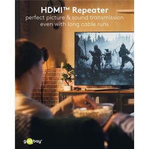 GOOBAY HDMI repeater 58491, 4K/30Hz έως 30m, 1080p 3D έως 40m, μαύρο | Καλώδια - Αντάπτορες | elabstore.gr