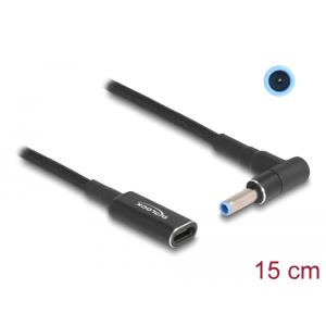 DELOCK καλώδιο τροφοδοσίας 60031, USB-C σε HP 4.5x 3.0mm, 15cm, μαύρο | Αξεσουάρ για Laptop | elabstore.gr