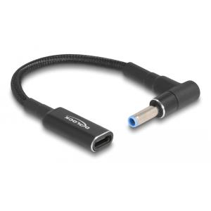 DELOCK καλώδιο τροφοδοσίας 60031, USB-C σε HP 4.5x 3.0mm, 15cm, μαύρο | Αξεσουάρ για Laptop | elabstore.gr